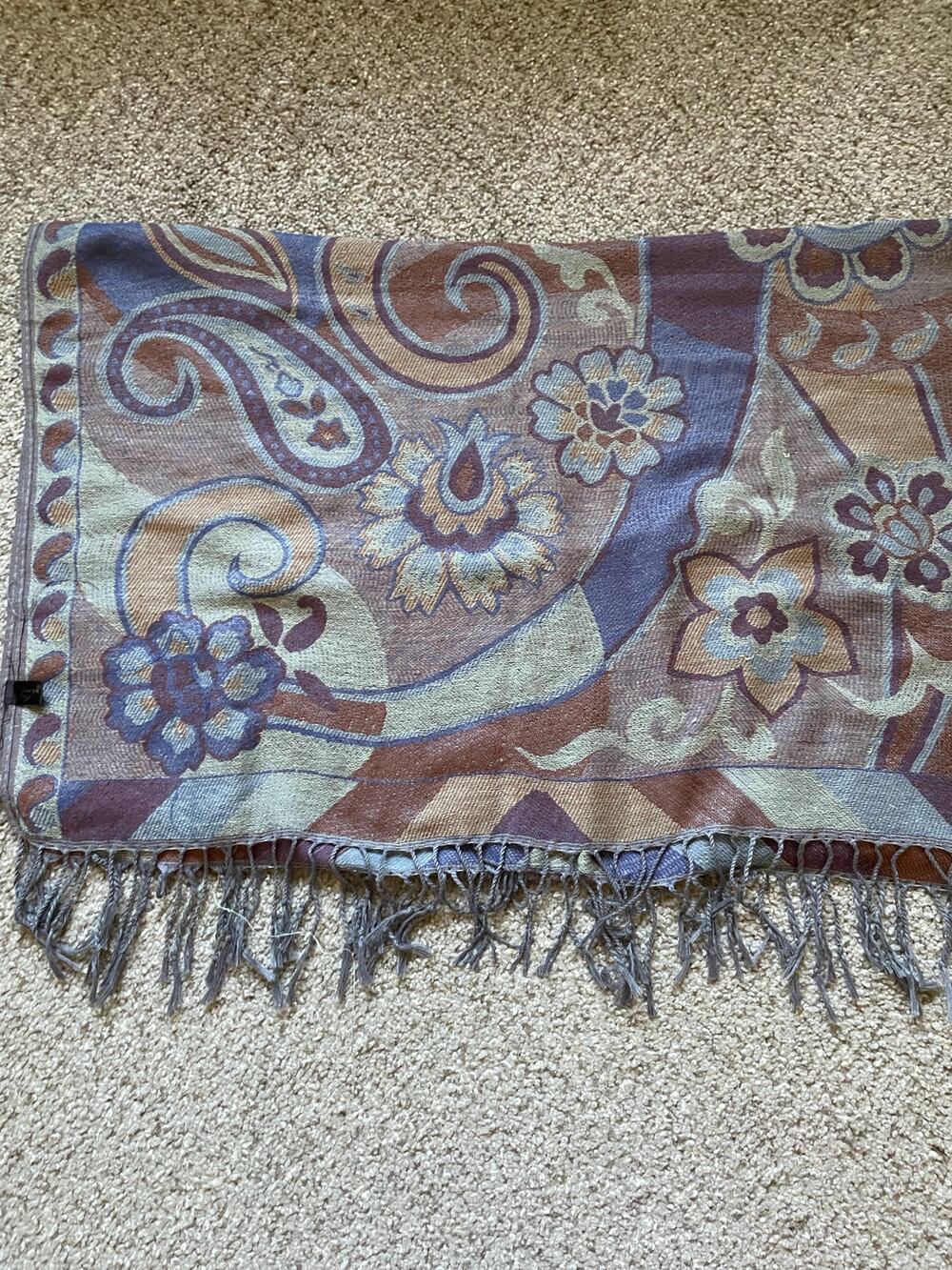 Cashmere Scarf/Wrap Multicolor Paisley Floral Ethnic Elegant Shawl, Classic soft